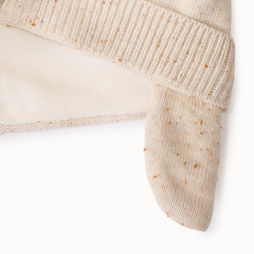 Bonnet ludique chien en tricot neps pour bébé garçon 