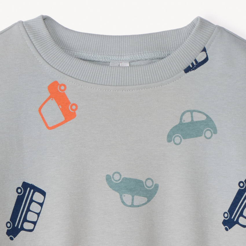 Oversized fleece sweatshirt met voertuigenprint voor babyjongen 