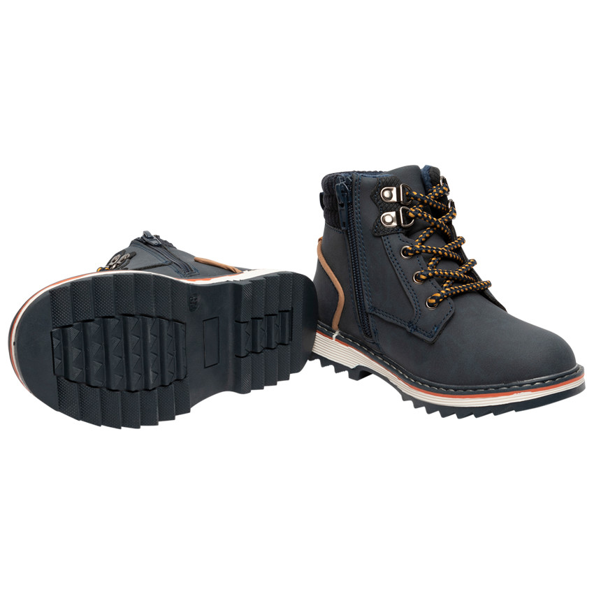 Blauwe laarsjes met veters en ritssluiting, voor jongens 