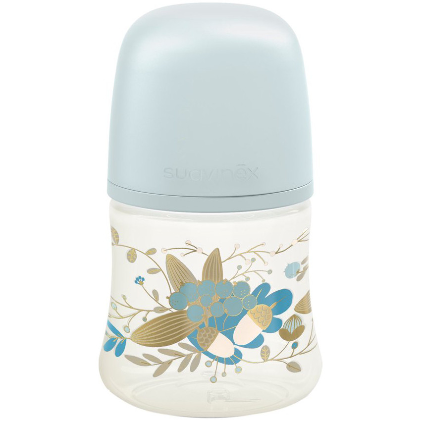 Biberon silicone flux lent Gold Bleu 150ml 