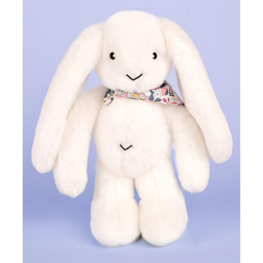 Peluche Lapin Fleurette 35cm Blanc 