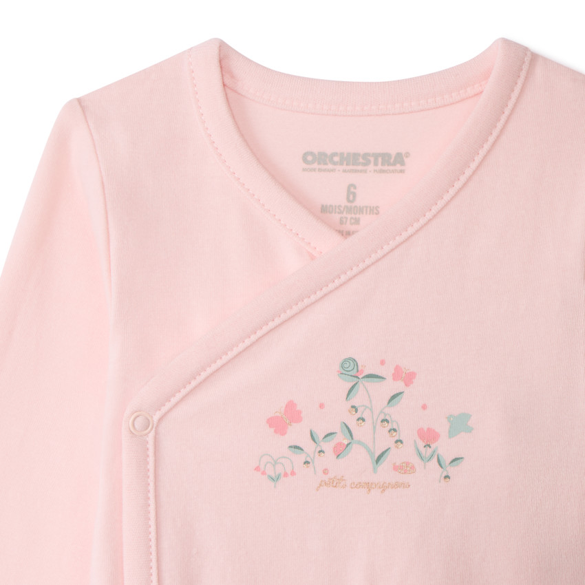 Lot de 5 bodies manches longues fantaisie pour bébé fille avec ouvertures différentes selon l'âge 