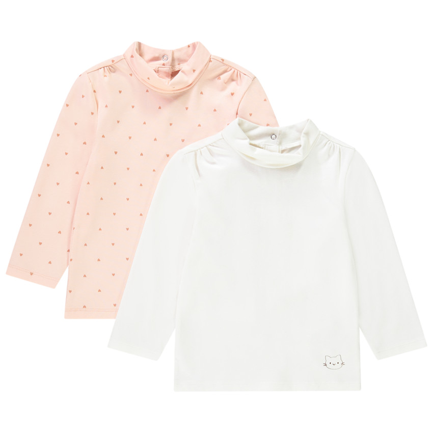 Lot de 2 sous-pulls col cheminée en jersey pour bébé fille 