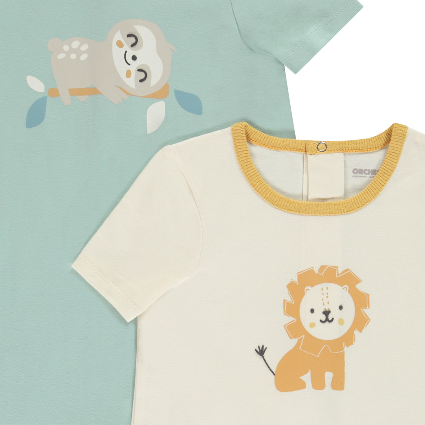 Set van 4 korte fantasie jumpsuits in jersey voor baby jongen 