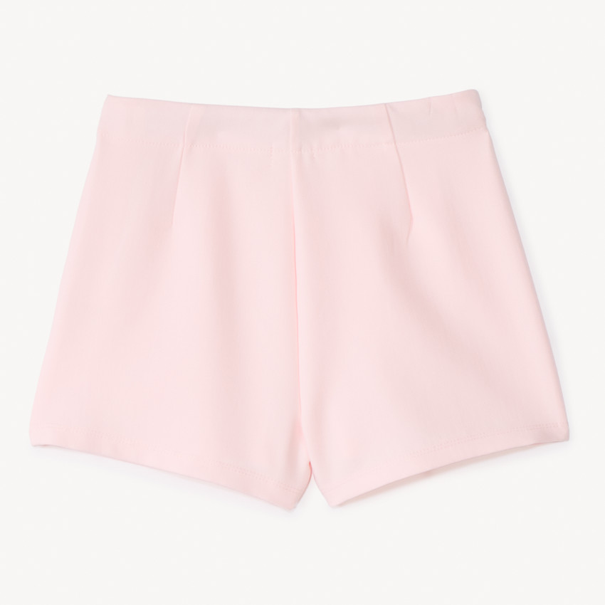 Korte unicolor twill broek met stoffen riem meisjes 