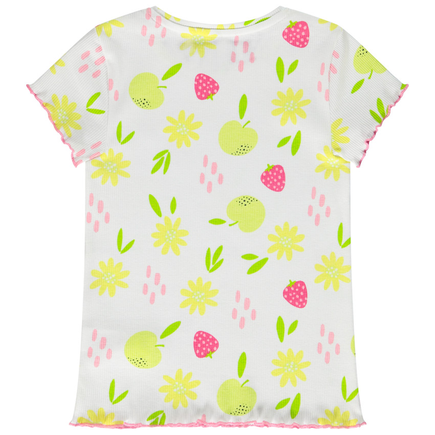 T-shirt manches courtes imprimé effet côtelé pour fille 