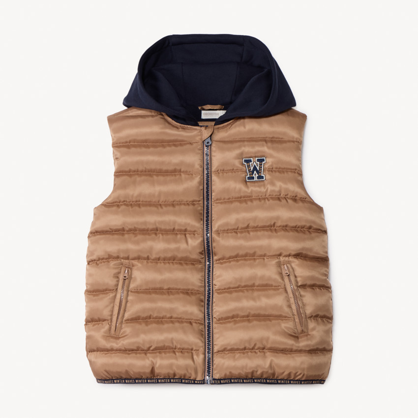 Doudoune sans manches matelassée à capuche pour garçon 