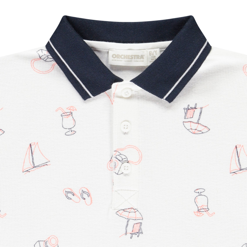 poloshirt met korte mouwen in gaas honingraat met print voor jongens 
