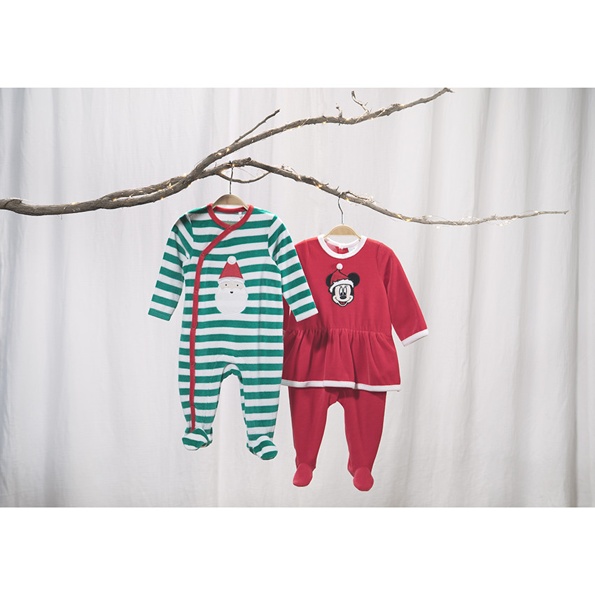 Dors-bien en velours motif père Noël pour bébé garçon 