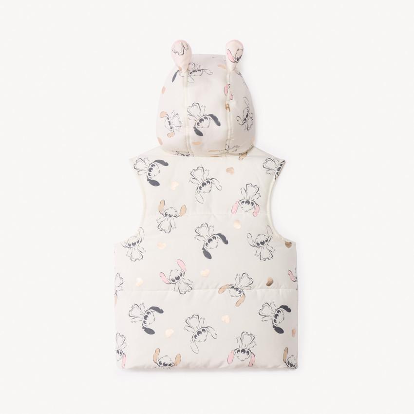 Zondermouwige donsjas met Stitch Disney-print voor babymeisje 