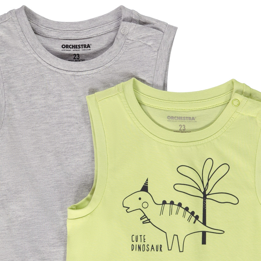 Set van 2 fantasie tanktops voor baby jongen 