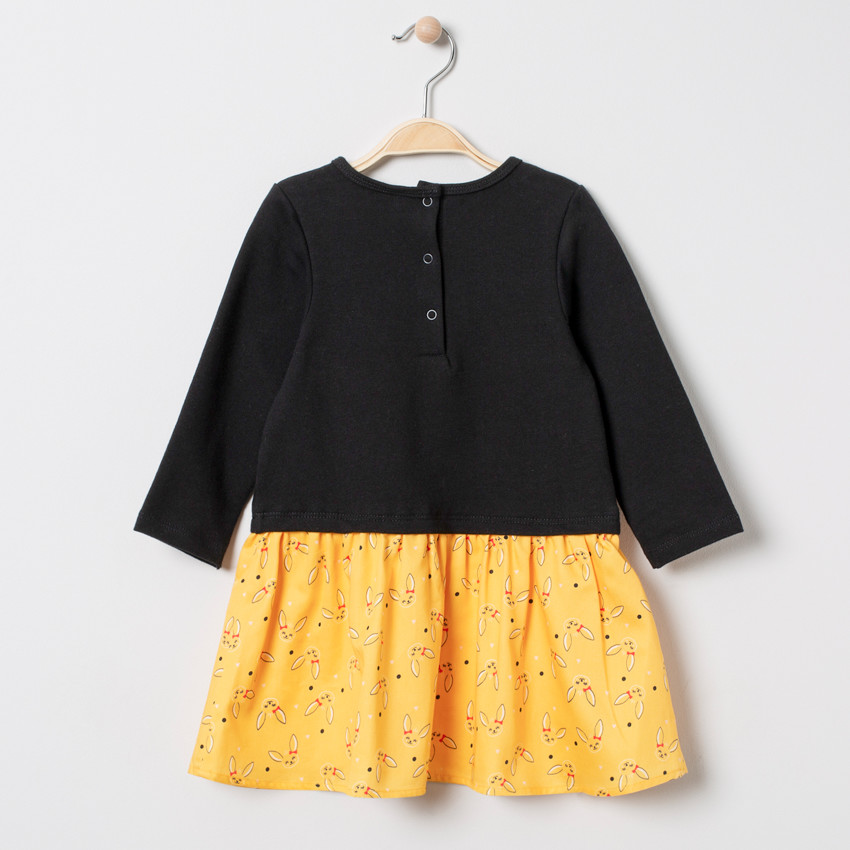Robe manches longues effet 2 en 1 motif lapin pour bébé fille 
