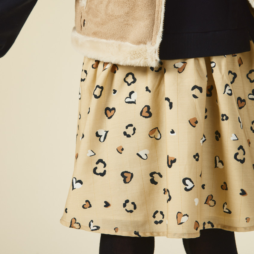 Jurk fleece 2-in-1 effect met vlekkenprint voor meisjes 