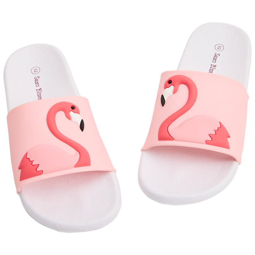 Roze flamingo slippers voor meisjes met bandje volgens maat 