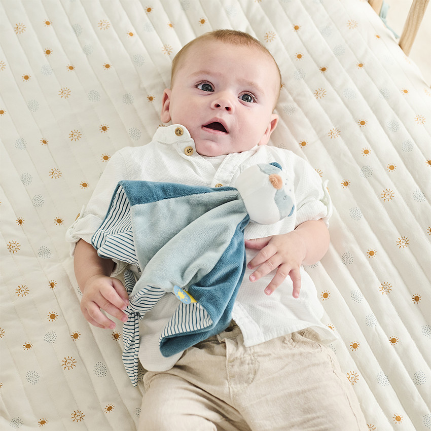 Doudou plat en velours Félix le blaireau 