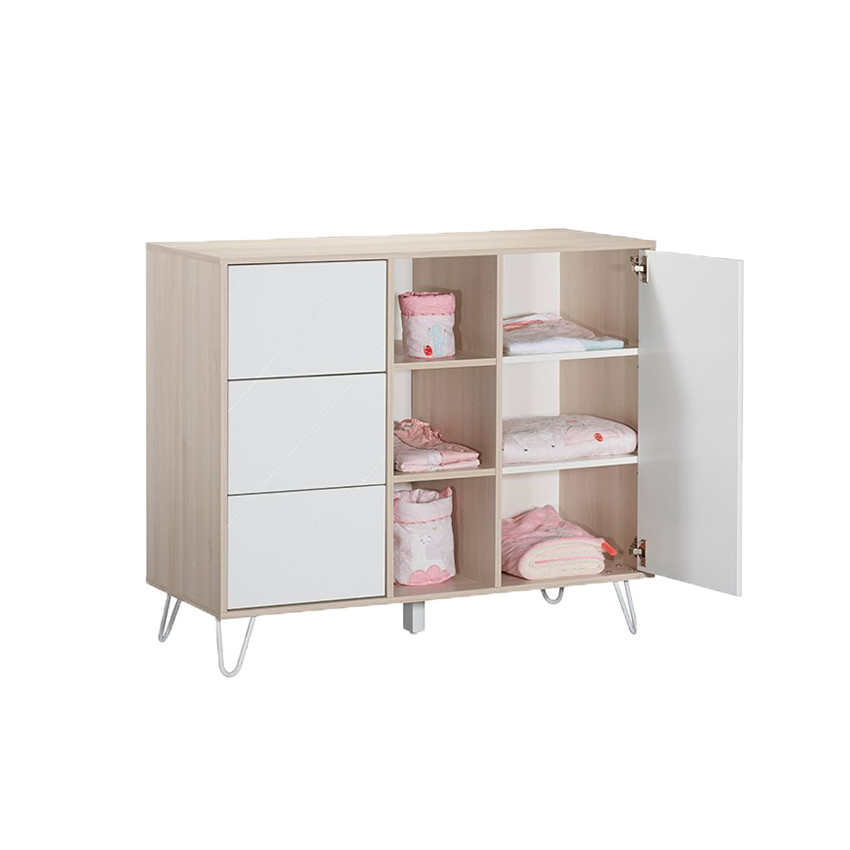 Commode 1 porte + 3 tiroirs + 3 niches - Happy 