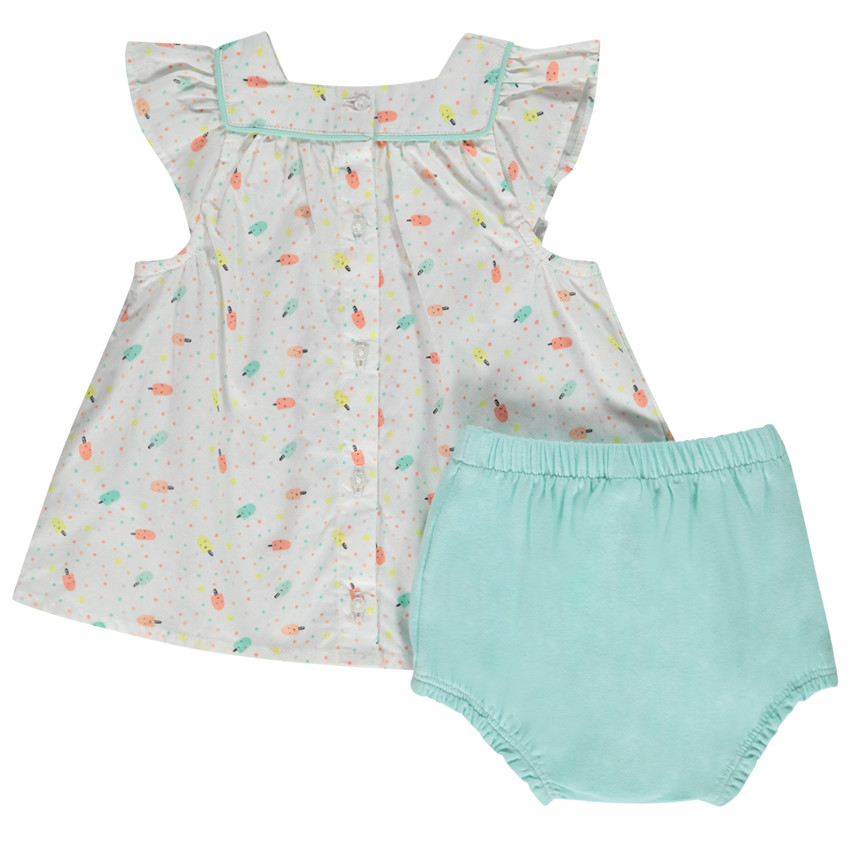 Ensemble tuniek met ijsjesprint en bloomer voor baby meisje 