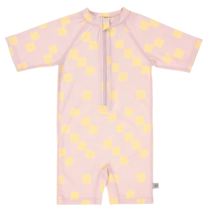 Maillot de bain manches courtes T92 (19-24 mois) Checkerboard Pale Pink/Yellow 