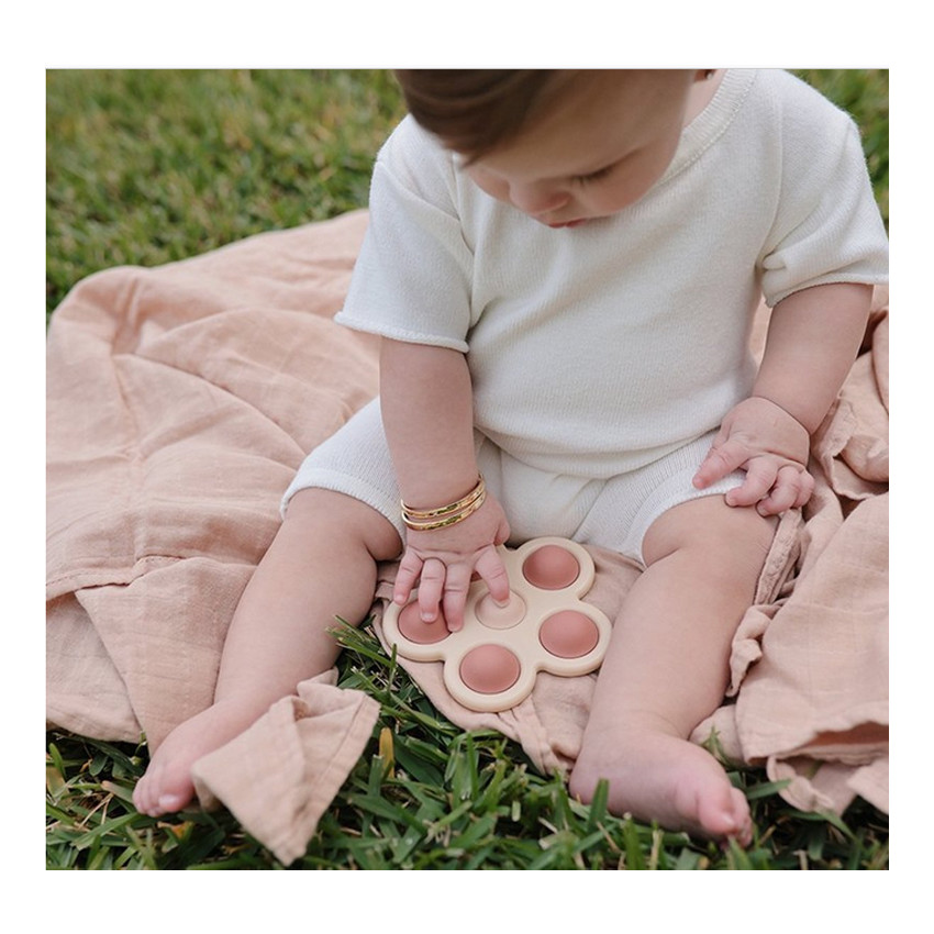 Speelgoed bloemenpers en bijtring - Rose/Blush 