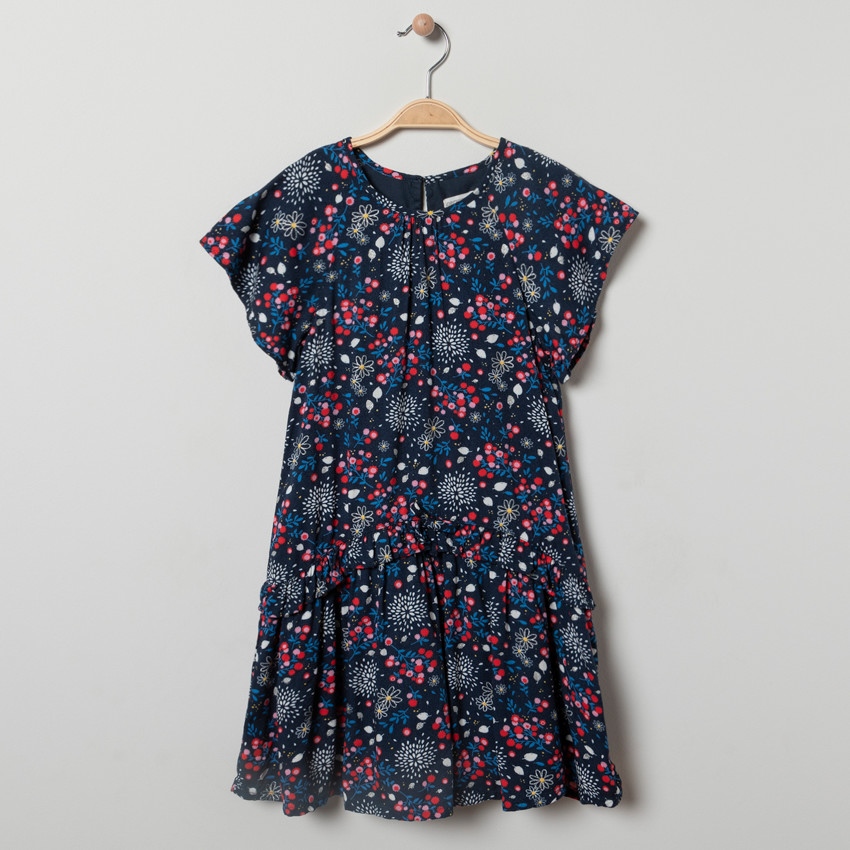 Jurk met korte mouwen en bloemenprint voor meisjes 