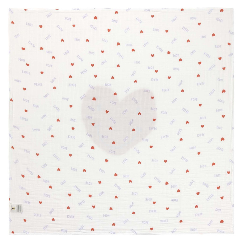 Couverture divinement douce 100x100cm Happy Rascals Coeur  