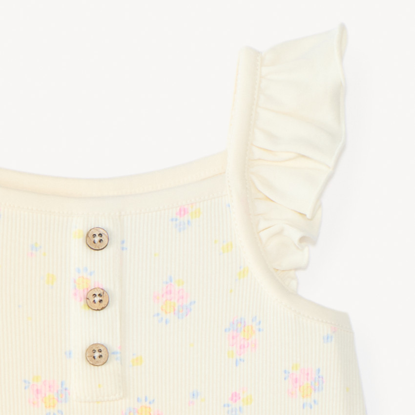 Combi-short en ribstof met bloemenprint voor meisjes. 