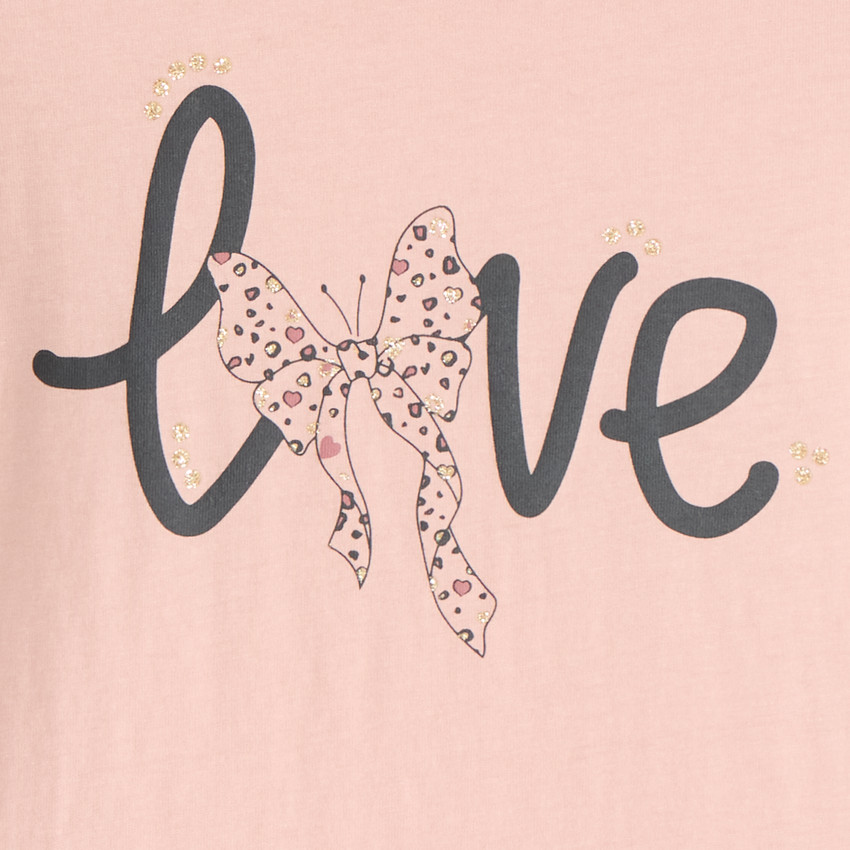 T-shirt manches longues print pailleté fille 