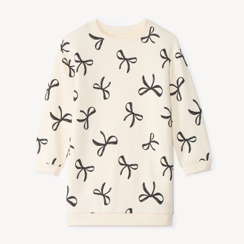 Robe en molleton imprimé nœuds pour fille   