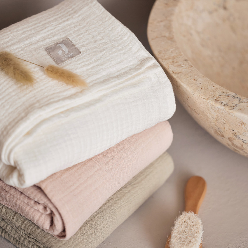 Lot de 4 langes tétra gaze de coton Wild Rose et Ivory 70 x 70cm  