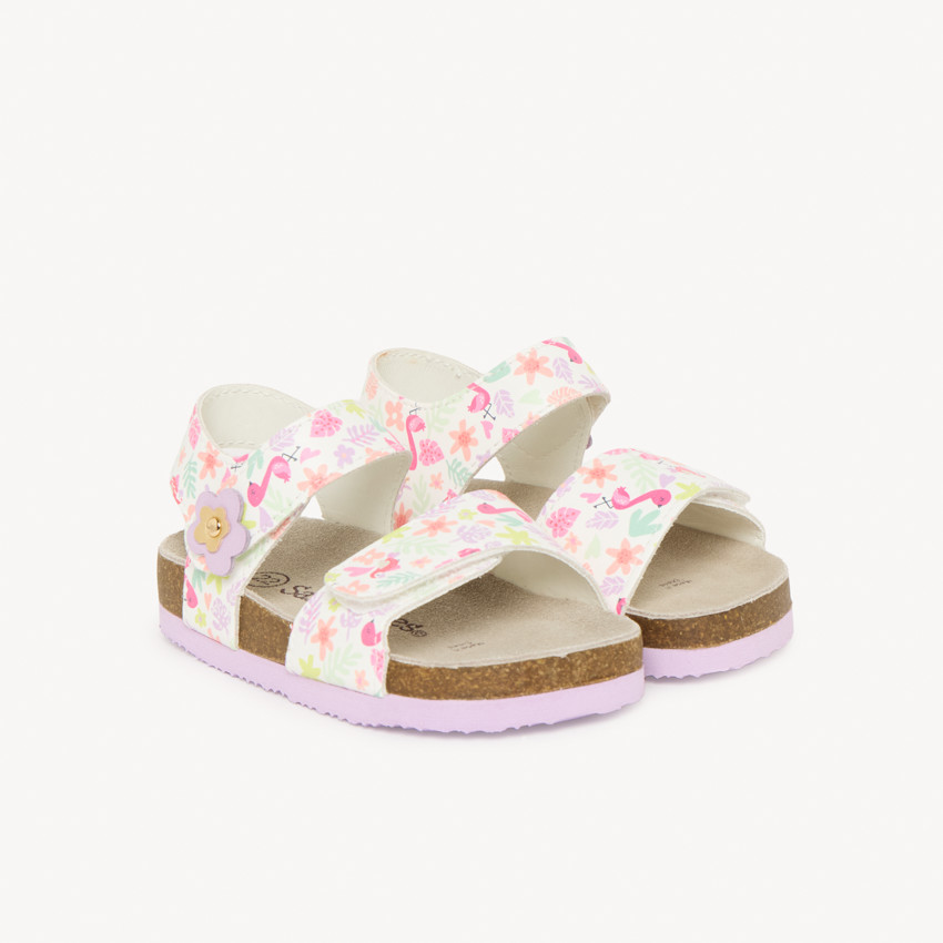 Sandales à double scratch imprimé floral pour bébé fille 