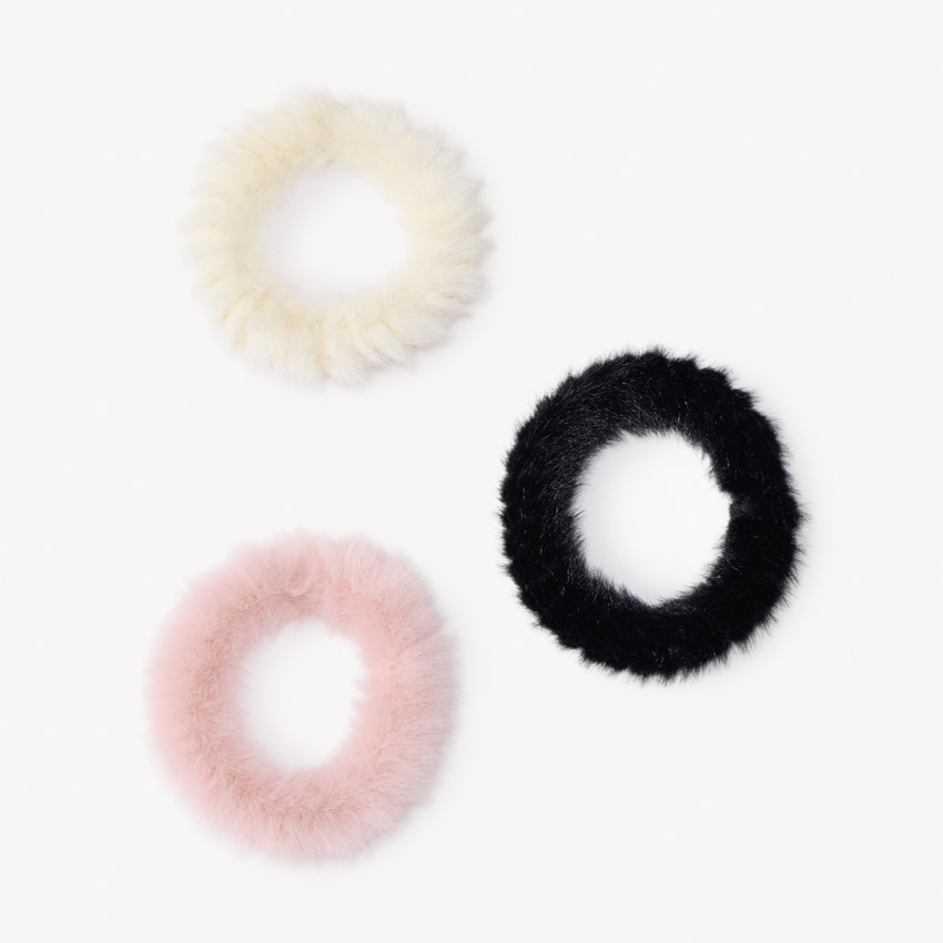 Set van 3 elastieken in neppelz voor meisjes 