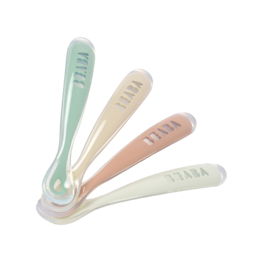Lot de 4 cuillères 1er âge en silicone coloris natural 