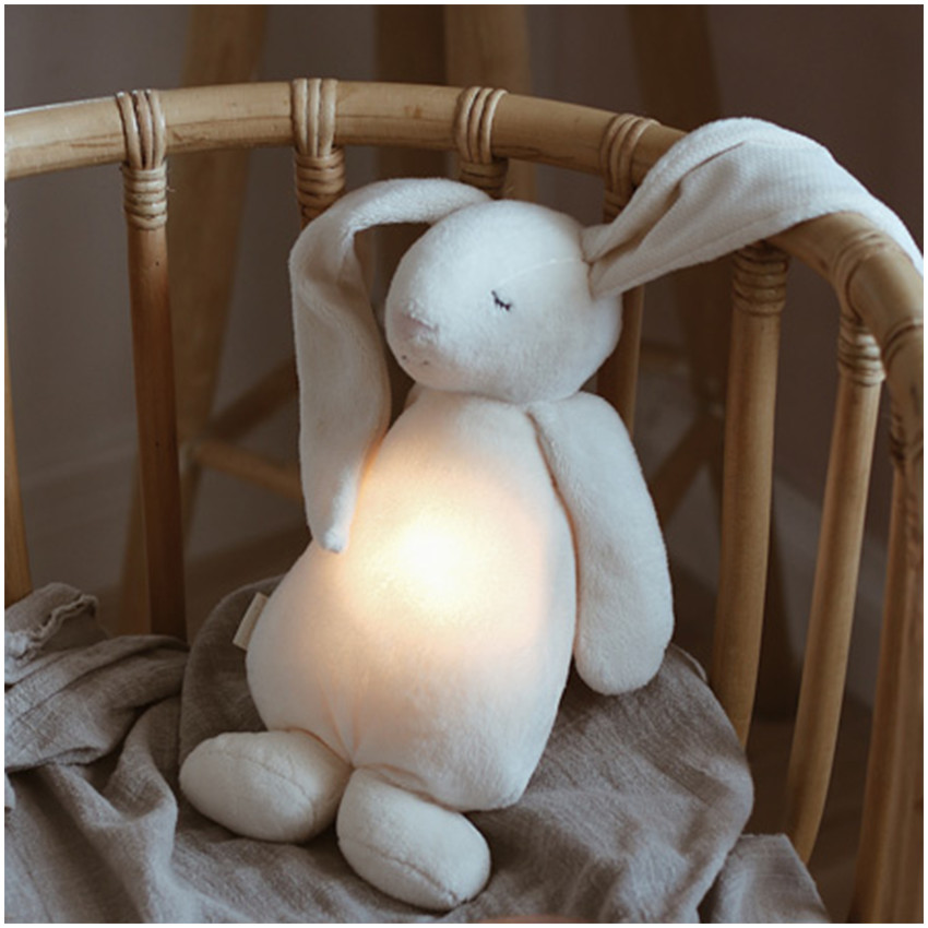 Veilleuse peluche Son & Lumière Lapin Nature Bio Cappuccino   
