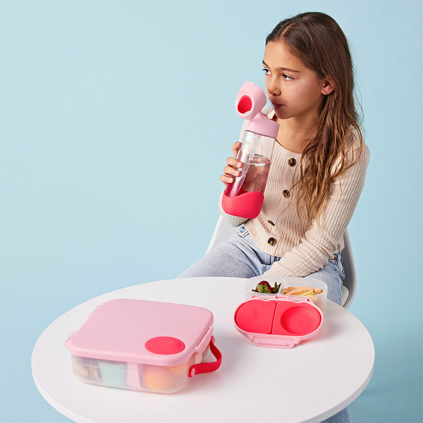 Gourde Tritan avec paille en silicone 600ml Rose 