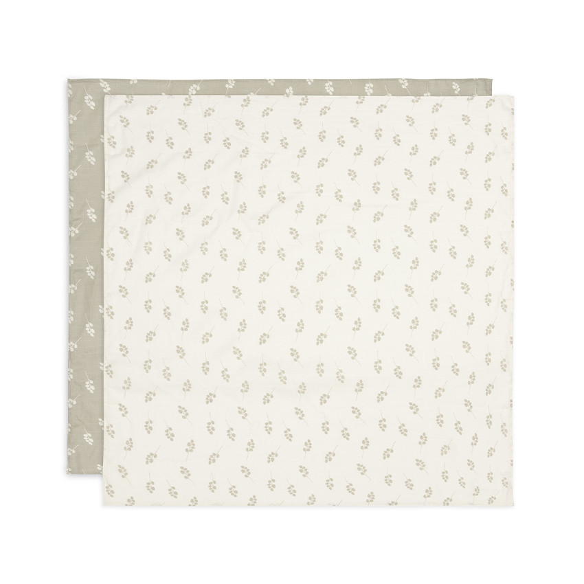 Lot de 2 langes en gaze de coton 115 x 115 cm Twig olive green 
