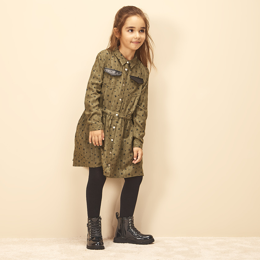 Robe manches longues imprimé étoiles pour fille 