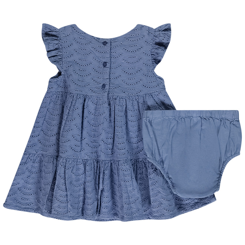 Ensemble 2 pièces uni en broderie anglaise pour bébé fille 