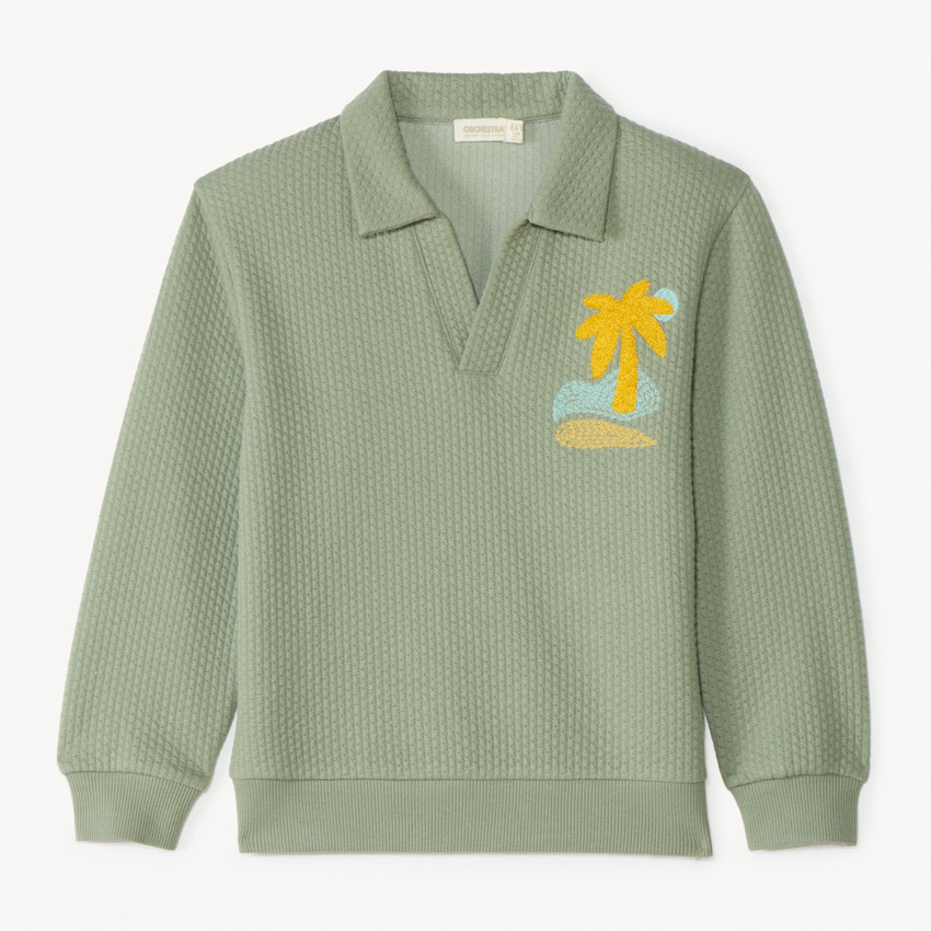 Sweatshirt met plissé-effect en polo-kraag jongens 