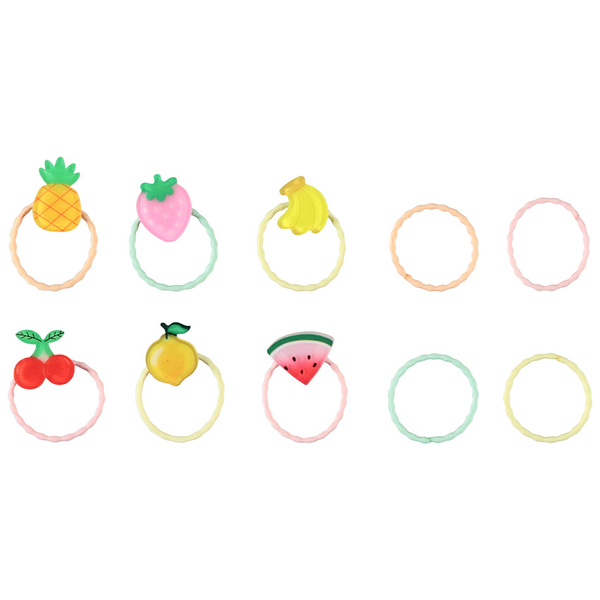 Set van 10 fantasie elastiekjes met fruit voor meisjes 