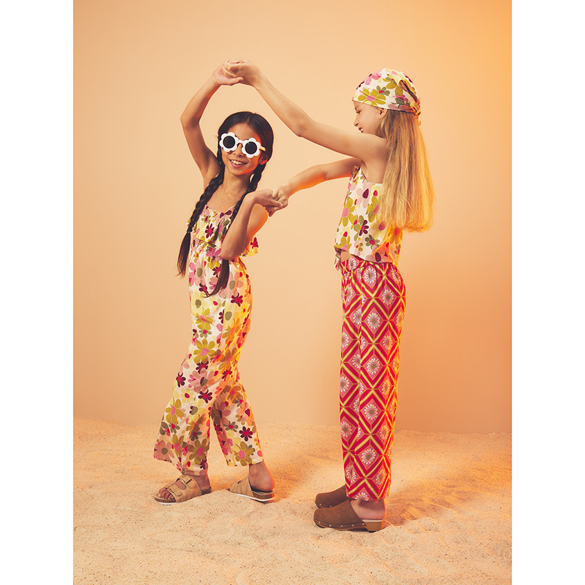Pantalon large et fluide imprimé retro pour fille 