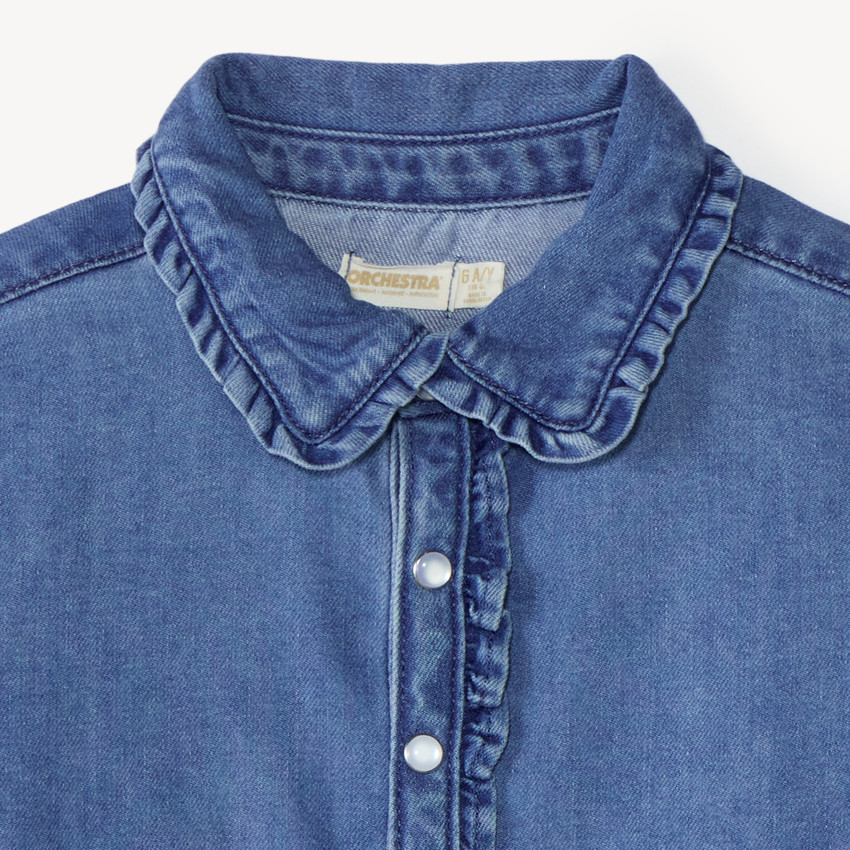 Meisjesblouse met lange mouwen van denim 