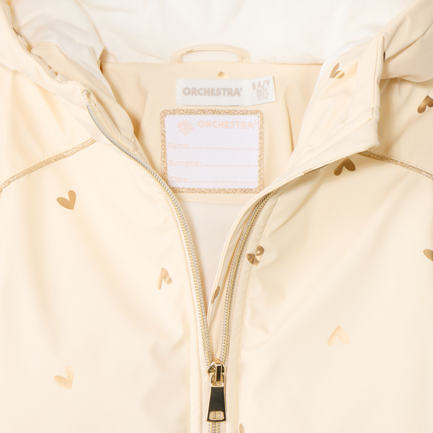 Parka en gomme et velours avec imprimé cœur irisé pour fille 