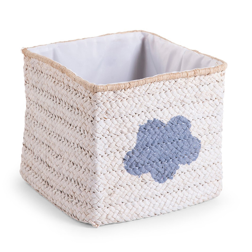 Panier paille tresse 30 x 30 x 33 cm White Star & Cloud  