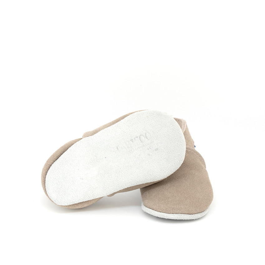 Chaussons souples 12-18M en suède Babysoft Niquel 