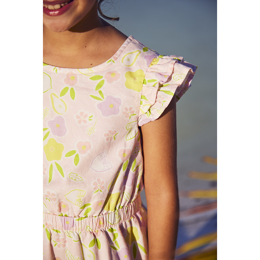 Robe en toile imprimé fruits pour fille 