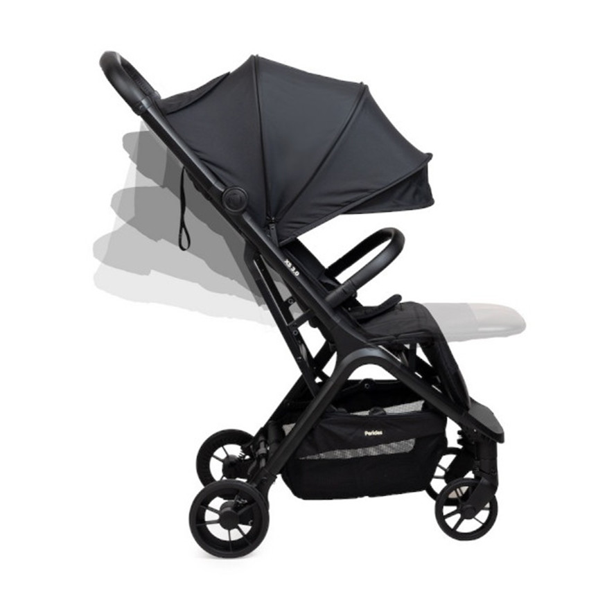 Poussette XS 3.0 ultra compacte + hab pluie + sac de transport Pure Black 