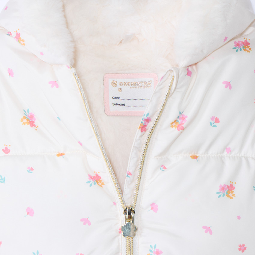 Doudoune imprimée fleurs et doublé sherpa pour bébé fille  