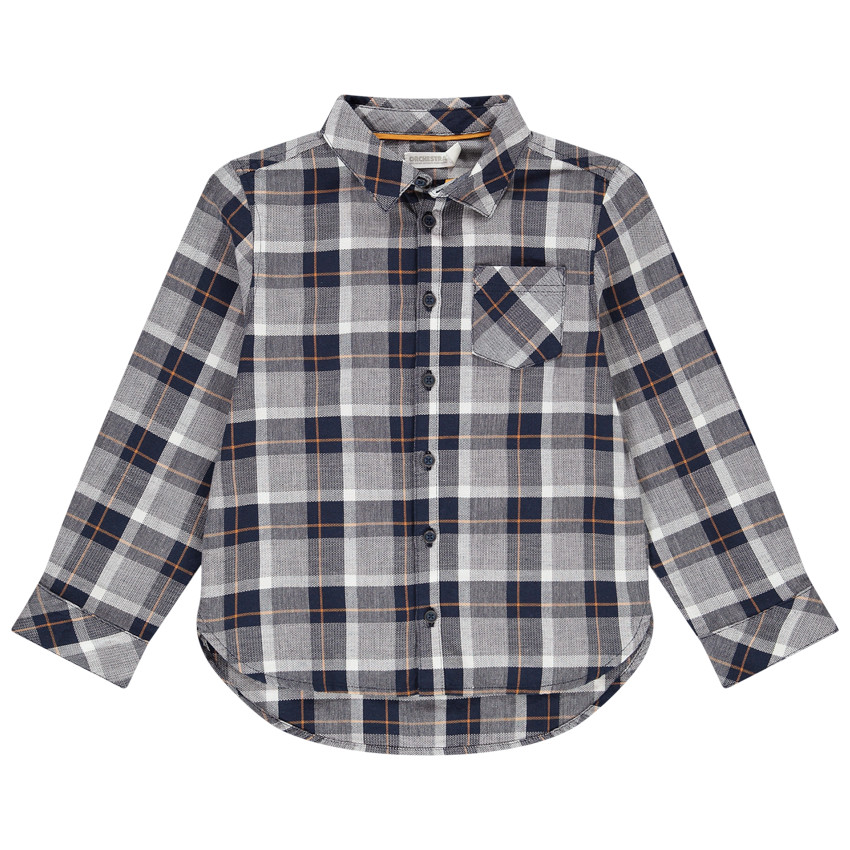 Chemise manches longues à carreaux avec poche pour garçon 