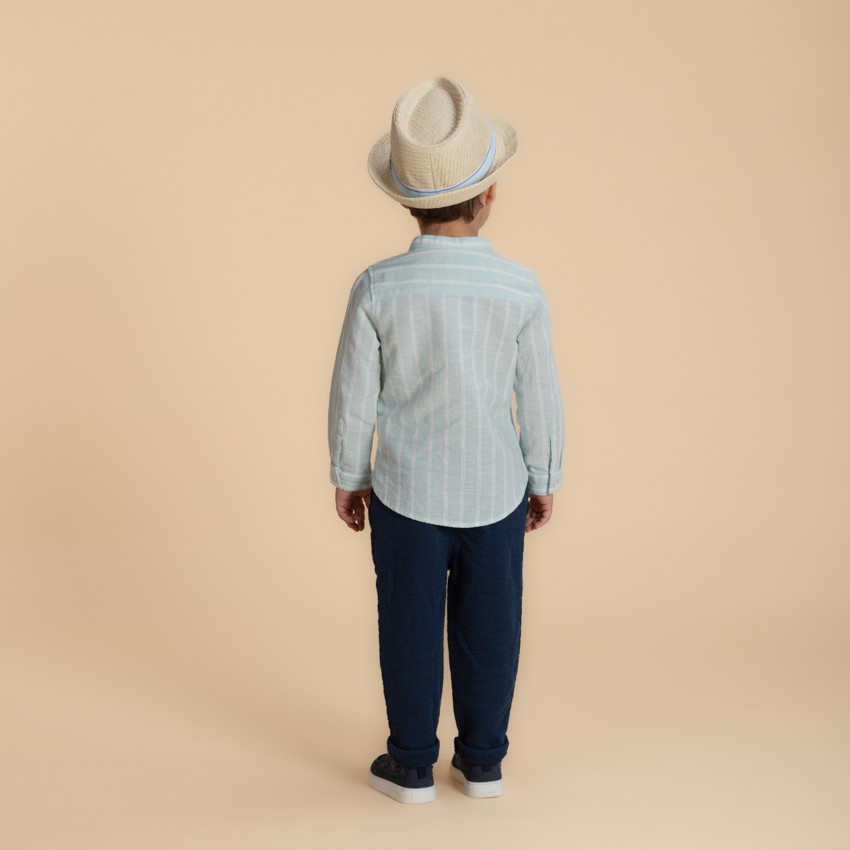 Chemise manches longues rayée à col mao pour bébé garçon 