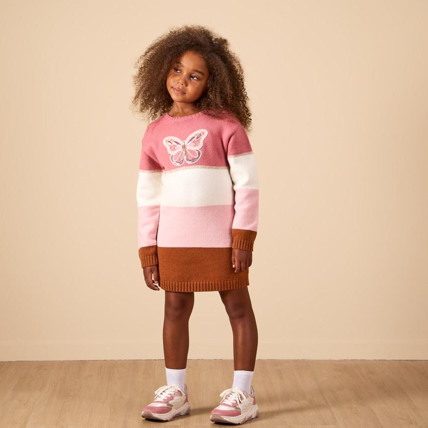 Robe pull en tricot motif papillon à sequins pour fille Orchestra